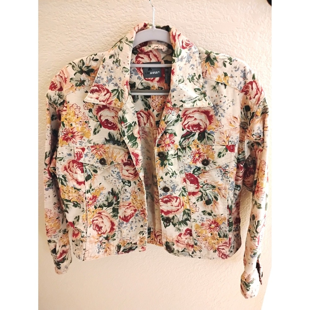Vintage 90s Floral Tapestry Denim Jacket cottagecore fairy Preppy grandma Chic